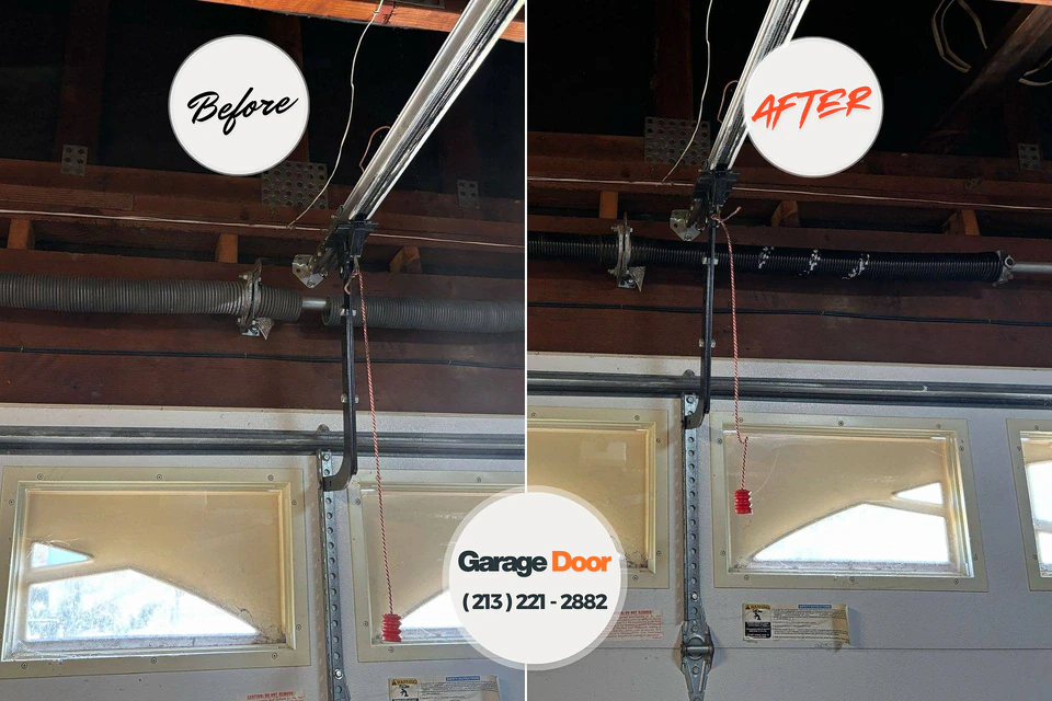 Before and after: garage door repair Pacifica, CA